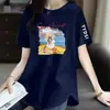 Comercio electrónico transfronterizo pedido final marca grande etiqueta cortada mostrador comercio exterior ropa de mamá para mujer camiseta de manga corta suelta con estampado de dibujos animados top