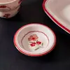 Nuevo Juego de Vajilla Cerámica Bajo Esmalte Tazón Plato Plato de Cerámica de Alto Valor Tazón Doméstico para Arroz Plato con Diseño Floral Romántico