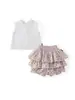 Directo del fabricante: Conjunto de shorts de verano con estampado floral para pastel, elegante conjunto de dos piezas de falda-pantalón para bebé de 26, estilo nuevo con pequeñas mangas acampanadas para niñas