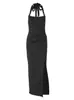 Ropa de Mujer Popular de Europa y América 2026 Moda Otoño Sexy Espalda Descubierta Abertura con Cordones Color Sólido Ajustado Vestido Mujeres Venta al por Mayor