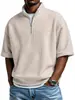 Sitio Independiente Europeo y Americano Comercio Exterior Transfronterizo Camiseta Casual para Hombre de Primavera y Verano Holgada de Manga Corta con Cremallera y Cuello Alto Estilo Nuevo