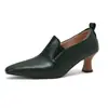 Sapatos Comércio Exterior Bico Fino Boca Rasa Sapatos de Salto Baixo 4 Europeus e Americanos Novos Sapatos de Salto Médio Primavera e Outono 2024 Tamanho Grande Sapatos Femininos Branco e Preto