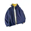 Sudadera con Capucha de Color Contrastante de Diseño de Nicho para Hombre en Otoño e Invierno Forrada de Polar Retro Americano Versátil Cárdigan Estilo Perezoso Chaqueta Casual