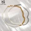 Collar de Perlas Empalmadas Cassia Nueva Cadena Clavícula Cadena Pulsera Acero Titanio Diseño Nicho Set de Joyería de Dos Piezas para Mujer