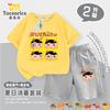 Roupa de Detetive Bunda Camiseta Infantil Verão Novo Estilo Conjunto de Algodão Manga Curta Shorts para Meninos e Meninas
