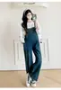 Roupa Pós-Parto Primavera e Verão Macio Calça Jeans de Alça para Gestantes Cordão Camisa Básica Moda Conjunto de Duas Peças Calça Longa