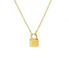Collar con Candado de Acero de Titanio que No se Desvanece, Letra, para Mujer, Cadena de Clavícula de Lujo Ligero, Colgante de Moda Europea y Americana Tendencia, Joyería de Acero Inoxidable
