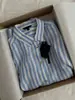 Camisa de Protección Solar de Lino Rayada Azul y Blanco Estilo Francés para Mujer, Chaqueta Camisa Holgada de Algodón y Lino para Primavera y Verano