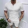 Europa y Estados Unidos verano transfronterizo ventas rápidas Amazon camiseta waffle con capucha traje deportivo casual de manga corta y pantalones cortos para hombre