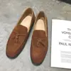 Mocasines de Ante para Hombre, Zapatos de Verano Slip-On Estilo Británico, Mocasines Juveniles con Borlas, Zapatos de Moda para Estilistas