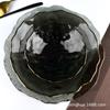 Bol de Cristal Martillado con Borde Dorado Estilo Japonés, Transparente Irregular para Ensalada de Frutas, Venta al por Mayor de Cristalería, Vidrio Resistente al Calor