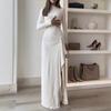 Moda Transfronteriza Vestido de Noche para Mujer Elegante Cuello con Hombro Descubierto Plisado Cuello Alto Manga Larga Vestido Irregular
