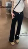 Jeans Preto Cintura Alta Reto Perna Larga Tamanho Plus Size Feminino Leve Primavera e Outono Slim Menina Gordinha Pera Calças