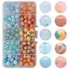 Contas redondas de doce 8MM de importação em caixa de 10 compartimentos, contas de vidro coloridas em blocos, acessórios para joias DIY, materiais para colares e pulseiras