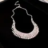 Collar Europeo y Americano Transfronterizo con Borla de Diamantes, Estilo Personalizado Fresco, Cadena de Clavícula de Moda para Commuter, Collar de Lujo Ligero y de Alta Gama para Mujeres