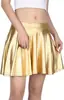 Saia Midi Circular Plissada Casual Fashion Metálica Feminina