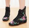 Botas con Flores Bordadas de Tela del Viejo Pekín Estilo Étnico Suela Oxford con Plataforma Botas Individuales de Primavera y Otoño para Mujer