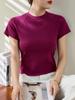 [Use Bons Materiais] Camiseta Curta de Algodão Puro de Cintura Alta para Mulheres, Novo Estilo Verão 2026, Blusa Raglan com Gola Redonda, Camiseta Básica de Manga Curta