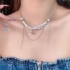 Pingente de borla de estrela, corrente de pescoço, design de nicho de luxo leve feminino, corrente de clavícula com contas, acessórios de colar versáteis da moda