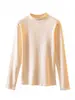 Blusa Base Versátil de Cor Sólida com Gola Alta e Manga Longa para Mulheres Outono Inverno Amiga da Pele Alta Elasticidade Emagrecedora Versátil Camada Interna