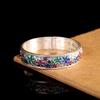 Pulseira Étnica Estilo Vintage Prata Tailandesa com Prata Pura 999 e Design de Flor de Ameixeira Azul Queimado para Mulheres