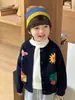 Cardigã de Malha Infantil Suéter Jaqueta de Algodão Puro para Meninos Camisa Base Outono e Inverno Novo 2025 Categoria de Roupa para Início de Outono a
