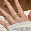 Anillo de Mariposa Flor de Diamante Cepillado Oro Arena Mismo Estilo de Puzuo Gold Shop Anillo de Lujo Accesible de Nicho para Mujer como Regalo para Novia