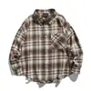 Camisa de manga larga a cuadros retro minimalista estilo japonés Rumeng, unisex, abrigo casual moderno versátil para parejas de otoño