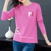 Primavera e outono nova manga longa dos desenhos animados camiseta feminina coreana moda simples coringa camisa feminina maré atacado