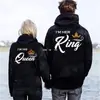 2024wish ropa de pareja su Rey su Reina suéter con capucha estampado de pareja