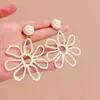 Pendientes Grandes de Flor Estilo Vacaciones de Verano en la Costa, Pendientes Exagerados de Paja Bohemia, Aretes para Mujer, Perfectos para Fotos de Viaje