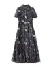 2417610-Vestido Chiffon Estampado Elegante com Cintura Estilo Francês Feminino Acessível de Luxo para Mulheres