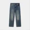 Nuevos Otoño 2026 Jeans de Pierna Recta Sueltos de 12oz Lavados con Efecto Desgastado Retro sin Estirar para Hombre Básicos Versátiles