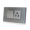 Sudamérica enchufe interruptor serie 118K un abierto tres agujeros panel de acero inoxidable interruptor de una posición enchufe de tres agujeros estilo americano