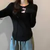 Camiseta base forrada com fleece e espessa outono e inverno feminina roupa íntima slim fit temperamento afina manga longa espinha de peixe versátil top reto ombro