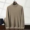 Suéter de cachemira 100% para otoño e invierno, cuello alto medio, color liso, camisa interior de talla grande, para hombre