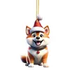 Perro Sonriente de Navidad Transfronterizo Árbol de Navidad Colgante Lindo Sombrero de Navidad Perro Decoraciones Acrílicas Colgante