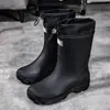 Botas de lluvia para hombre hasta la pantorrilla, zapatos impermeables antideslizantes, botas de lluvia para lavar el coche, pesca, trabajo de reparto, zapatos de goma para vadear en agua de mar, botas de lluvia para repartidores
