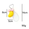 Llavero de Resina de Plátano con Accesorio de Moño de Colores Cadena con Perlas de Imitación Colgante Pequeño Decorativo para Bolsa de Viaje