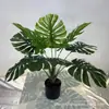 Planta de bambu em vaso artificial de tartaruga albina, plantas verdes falsas de encaixe suave, decoração de paisagismo para janela interna, varanda, piso, bonsai estilo europeu