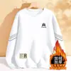 Sudadera para hombre, nuevo modelo otoño e invierno 2025, forrada de polar, engrosada, cuello redondo, corte holgado, sin capucha, manga larga, chaqueta para hombre