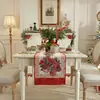 Nuevo Camino de Mesa Navideño Jacquard Teñido en Hilo Poliéster-Algodón Transfronterizo, Camino de Cama, Funda Decorativa Navideña, Mantel