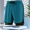 Talla Europea Transfronterizos Doble Capa Falsos de Dos Piezas Pantalones Cortos Deportivos Pantalones Cortos de Running para Hombre Secado Rápido para Hombre Pantalones Cortos de Tres Cuartos para Pareja Fitness Comercio Exterior