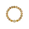 Pulsera de Cristal Amarillo Natural Torre para Mujer, Cuentas Redondas de Piedra Ojo de Tigre, Cuentas de la Fortuna, Pulsera Atrae Dinero, Venta al por Mayor para Transmisiones en Vivo