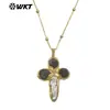 Wt-Jn284 Alta Calidad Nuevo Color Cruzado Piedra Preciosa Perla Chapado en Oro de 18K Colgante Joyería Collar