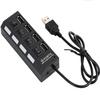 Extensor de hub USB transfronterizo Hub de 7 puertos blanco y negro con interruptor luz hub base de expansión de 4 puertos