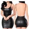 Lencería Sexy Europea y Americana Nueva Transfronteriza, Vestido de Una Pieza Sexy de Imitación de Cuero con Espalda Descubierta y Liguero, Vestido de Una Pieza Sexy, Pijama