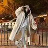 Elegante Estilo Coreano 2025 Otoño e Invierno Nuevo Abrigo Vestido Largo con Capucha Lana de Cordero Versátil Holgado Moda Abrigo Ins