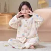 Pijama infantil, colección primavera y otoño, pijama fino de algodón de manga larga con estampado de nubes para niñas, nuevo estilo 2026, ropa de estar popular para niñas