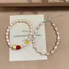 Pulseira de Pérolas de Água Doce Naturais, Estilo Chinês Luxo Leve Artesanato de Alta Qualidade, Pulseira Elástica Vermelha do Sul, Pulseira de Fragmentos de Prata para Mulheres